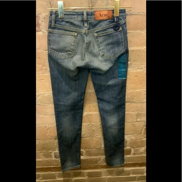Acne BNWT Kex Soft Raw Skinny Stretchmed Wash Blue Jeans Size 25 - Picture 7 of 9